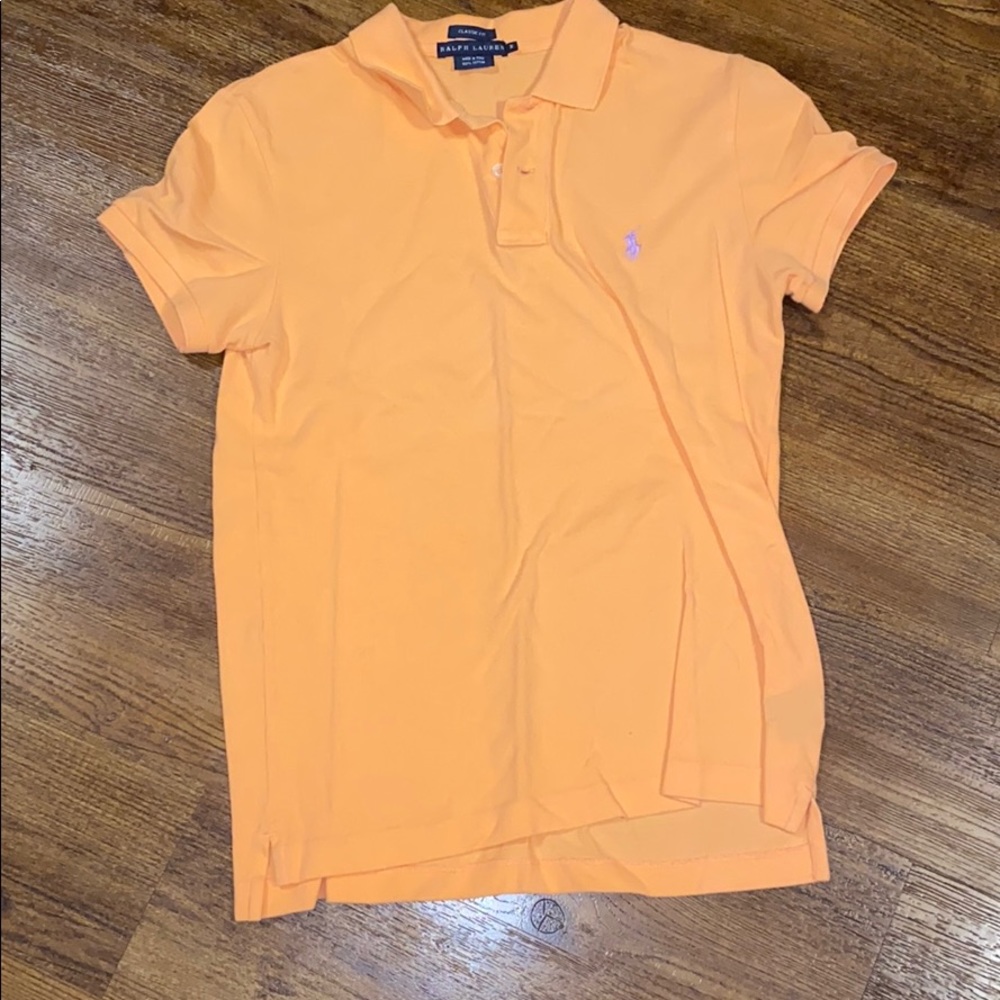 Peachy orange Ralph Lauren collared shirt